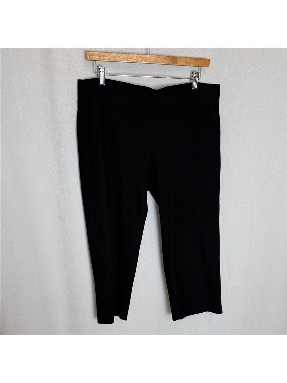 Eileen Fisher Black Cropped Pants Size Large Pull On Casual Resortwear Stretch